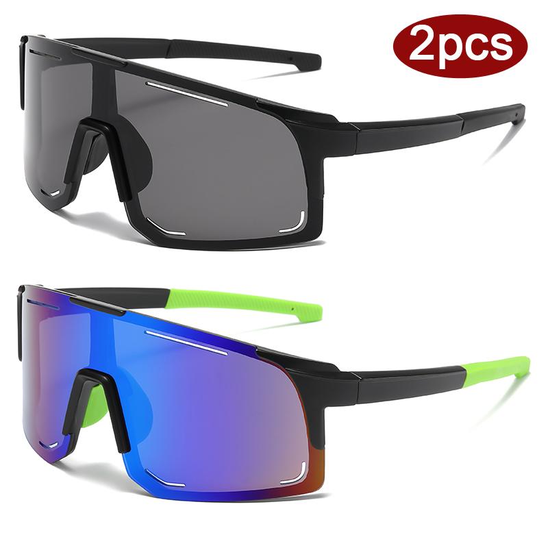 Protective Glasses 2pcs Women Men Large One Piece Sun Glasses Outdoor Cycling Wrap Around Sunglasses Colorful Glasses UV400