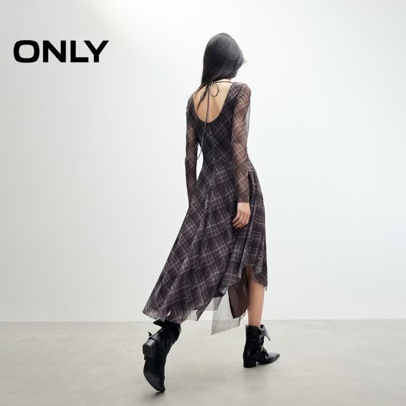 ONLY Women's Mesh Backless A-Line Midi Dress