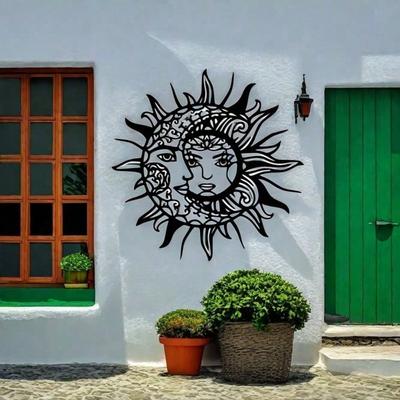 1pc Sun And Moon Metal Wall Art For Room Decor - Mystical Symbolic Design, Romantic Valentine's Or Birthday Gift,