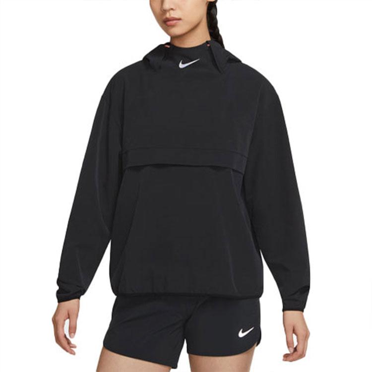 Nike Run Division Reflective Logo Pullover Running Jacket with Packable Hood Women Jacket Black DD5394-010