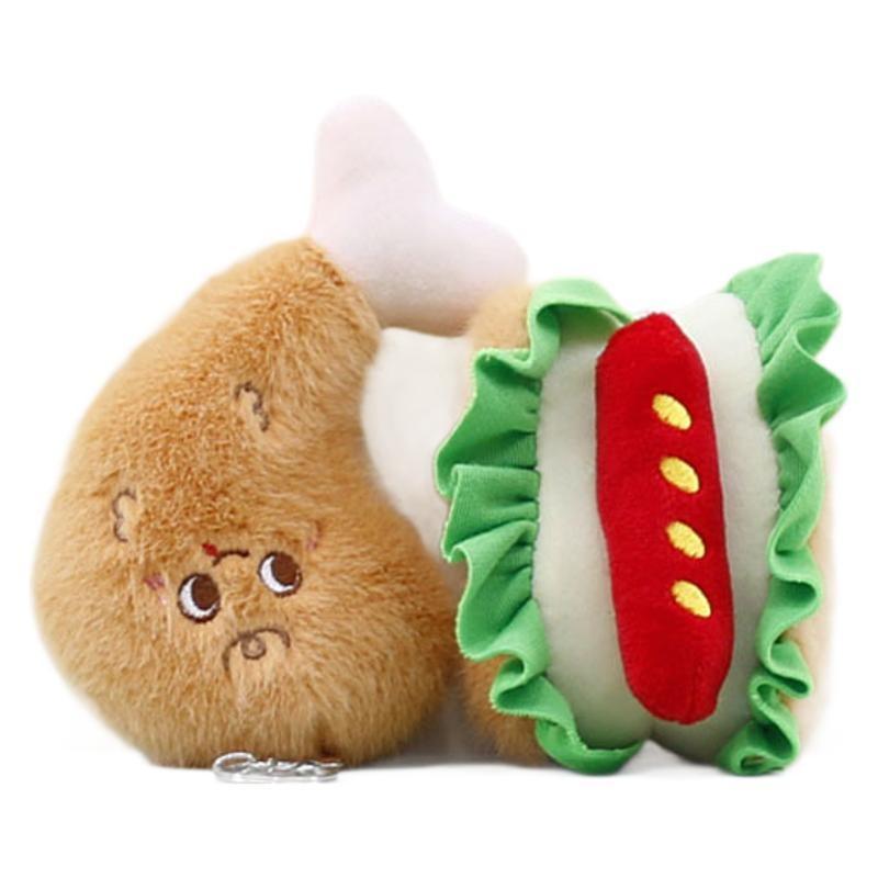 Fun Plush Hamburger Keychain Cute Food Inspired Stuffed Toy Perfect For Decor Home