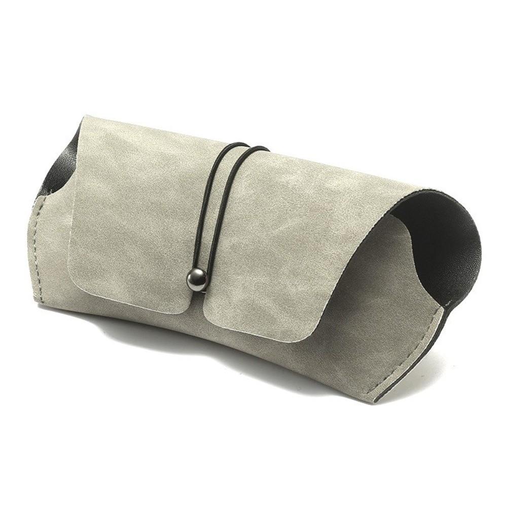 Portable PU Leather Glasses Case Anti-knock with Pull Cord Reading Glasses Bag Waterproof Eyeglasses Case Eyewear Accessories светло-серый