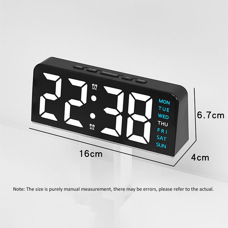 7'' LED Digital Alarm Clock Table Clock Three-Level Adjustable Brightness Dimmer/Dual Alarm/Temp/Date/Night Light for Bedrooms
