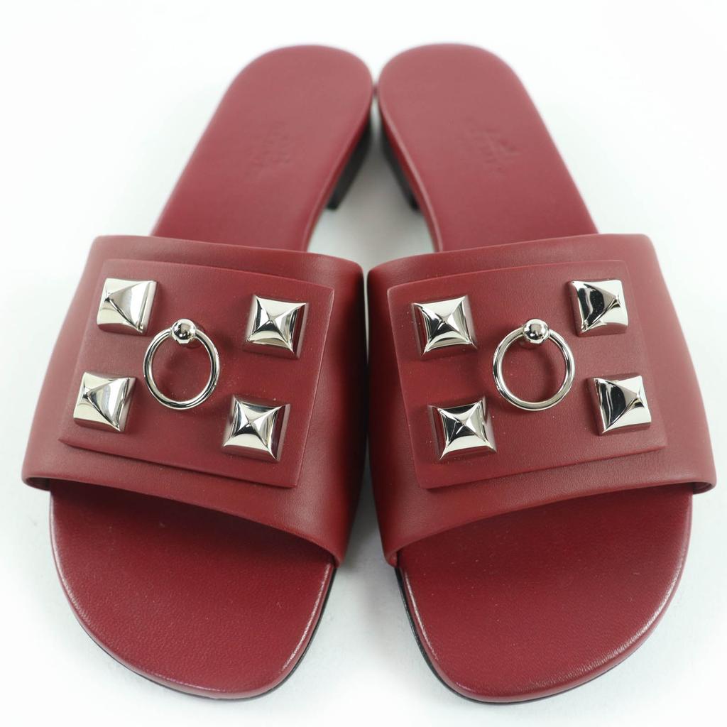 Excellent HERMES Mule Dune Collier Docien Leather Sandals Bordeaux Series 36 Used