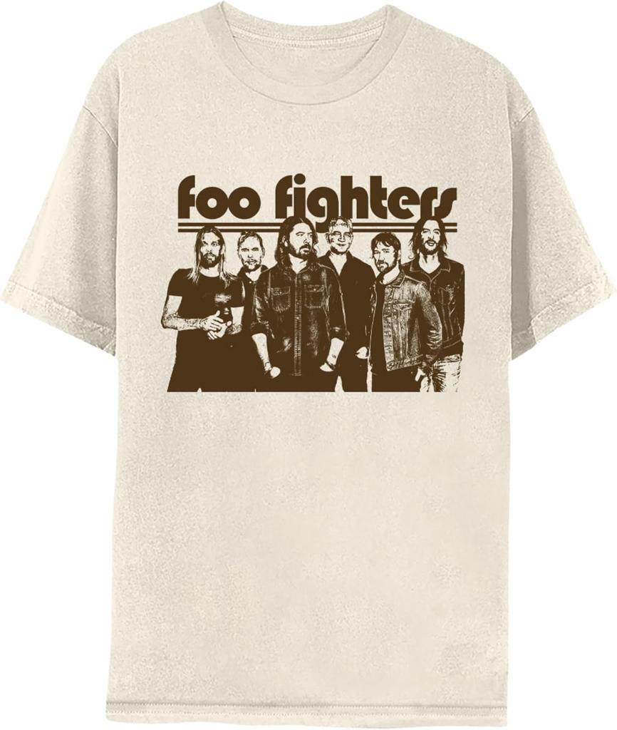 Unisex Shirt Cotton Oversize Large Size Foo Fighters Band Image Adult Natural Short Sleeve T Shirt Hard Rock Music Vintage Style Graphic Tees