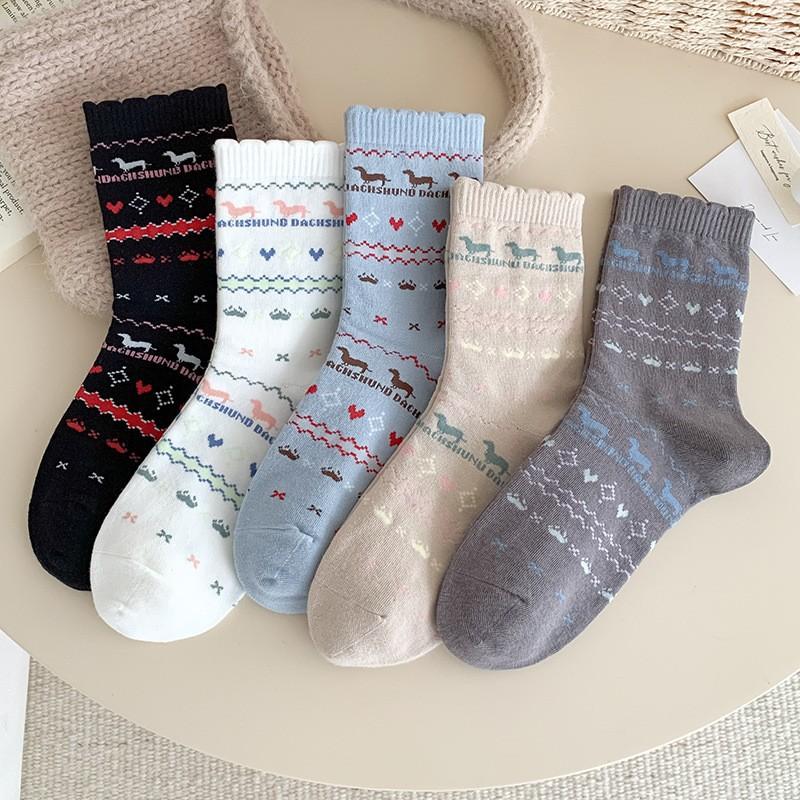 Socks Pure Cotton Tube Socks Spring And Autumn Versatile Internet Celebrity Pastoral Cotton Sweat-Absorbing Deodorant Tube Socks