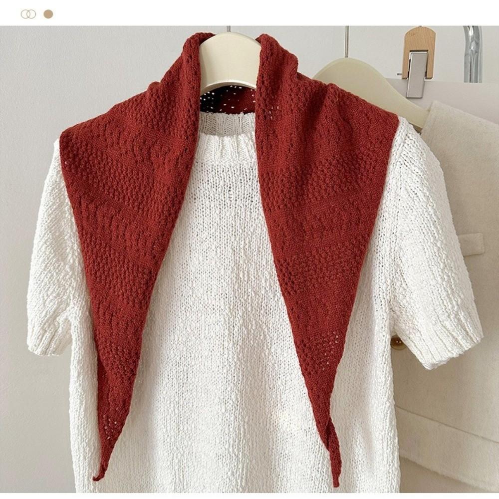Neck Protection Warm Shawl Scarf Hollow Out Women Headscarf Fashion Knitted Triangle Scarf  Women