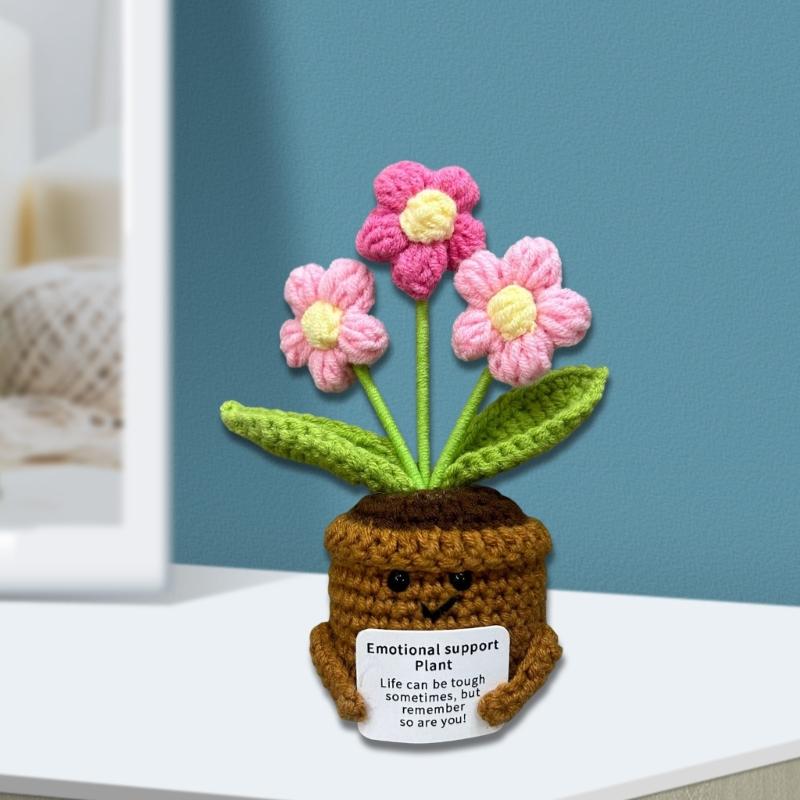 Handmade Yarn Crochet Potted Plant Craft Set Home Decoration Family Activity