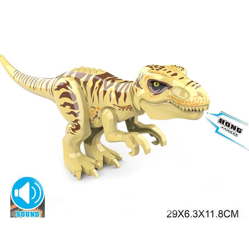 With Sound Assembled Building Blocks Dinosaur World T-Rex Velociraptor Triceratops Jurassic Animal Model Bricks Figure Toys Gift