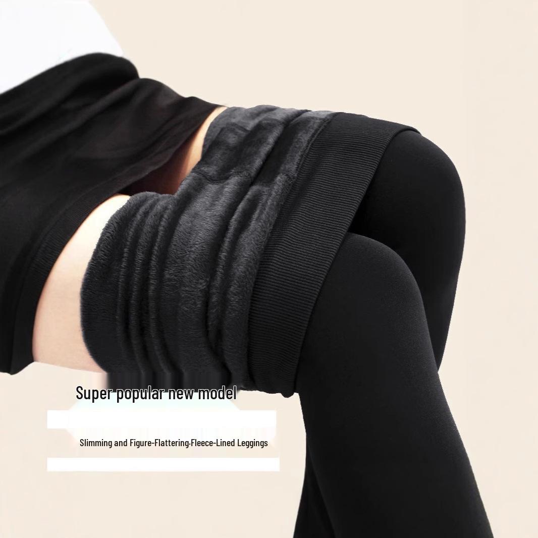 

Winter Women s High-Elasticity Skinny Pants: Nine-Point Modal Brushed Base Layer, Plus Velvet & Thickness, No Pilling M (80-100 kg) чёрный
