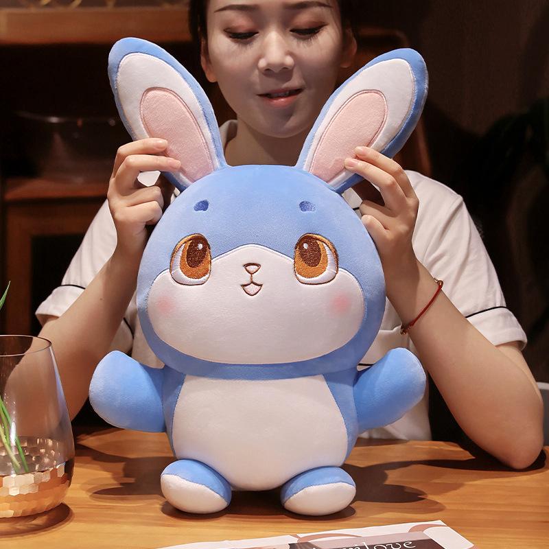 New Cute Blue and Blue Rabbit Doll Plush Toy Cute Rabbit Doll Housewarming Ornament for Girlfriend