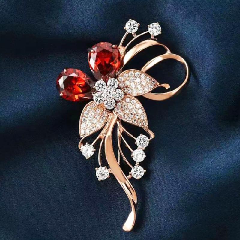 Luxury Temperament Zircon Flower Brooches For Women Girls Fashion Versatile Shiny Corsage Wedding Clothing Accessories Gifts