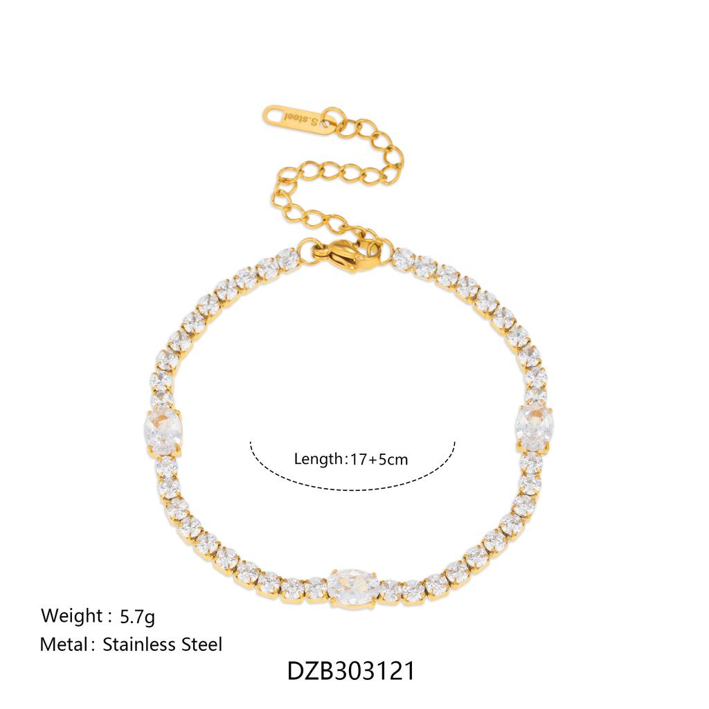 NEW VINTAGE BLINGBLING TEAR DANGLE TENNIS ZIRCON PRINCESS IDOL BRACELET Dazan HOT 18k Gold Plated Stainless Steel Lady JEWELRY