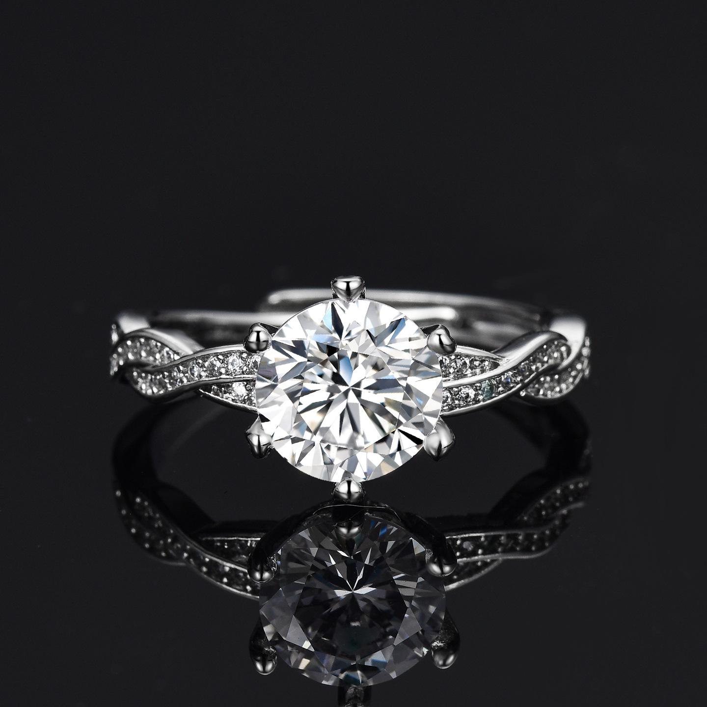 

Double Track Zirconia Open Adjustable Engagement Ring for Women Open Adjustable