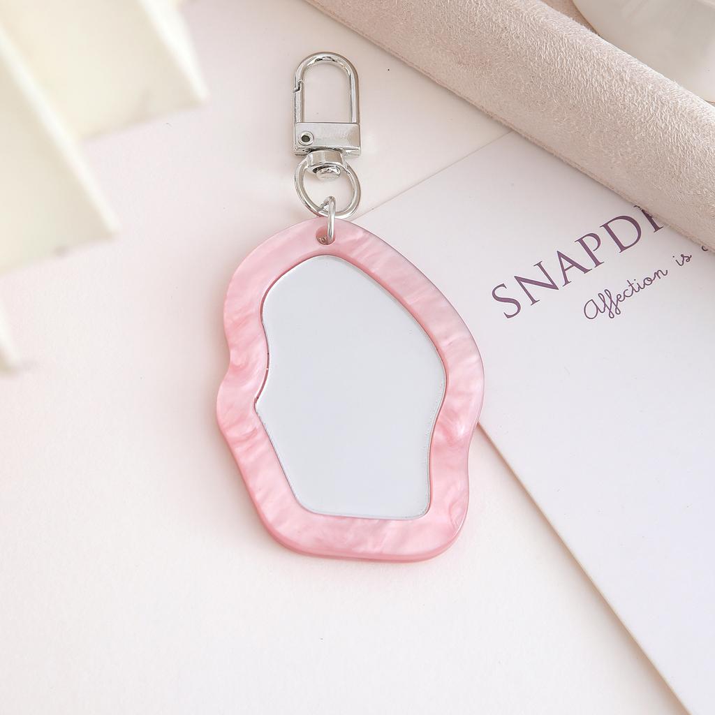 New Irregular Mini Makeup Mirror Keychain Resin Bag Charm Portable Touch-Up Mirror Pendant For Fashion Commute Purse Backpack