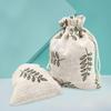 1pz Borsa in Lino Stampata a Foglie Coulisse Borsa Regalo, Borsa per Confezionamento Gioielli Festa di Matrimonio Sacchetto Regalo, Borsa Regalo per Festa di Compleanno