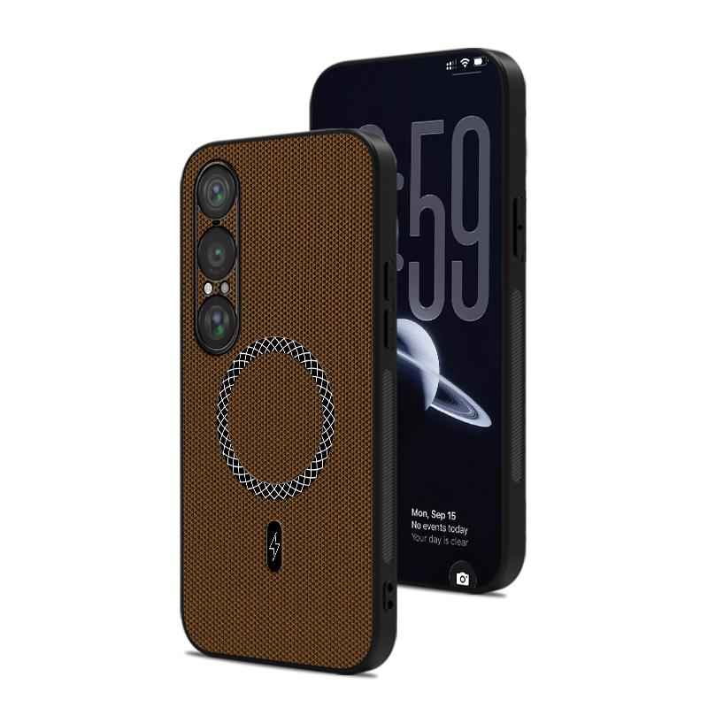 Magnetic Case For Sony Xperia 1 VIII Frosted Side Anti-slip Strips Skin-friendly PU Leather Cover Shockproof For Magsafe Funda
