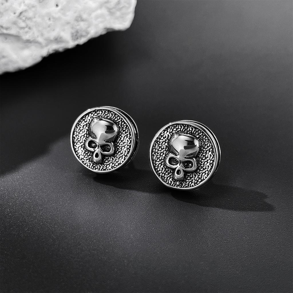 Retro Skull Earrings for Men Stainless Steel Hypoallergenic Punk Gothic Jewelry Biker Rock Hiphop Edgy Accessories Unisex Gift