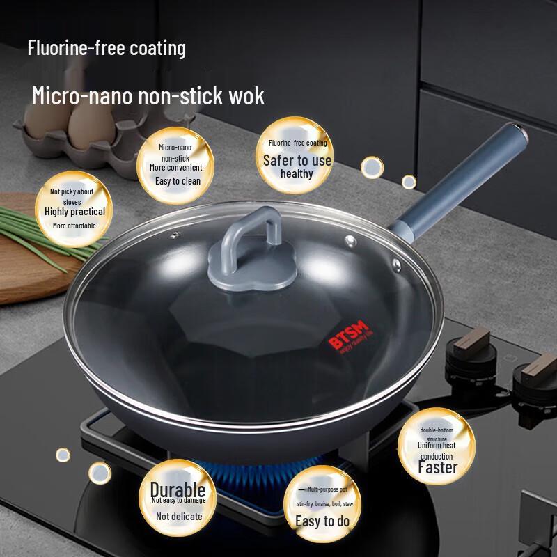 BTSM Handmade Carbon Steel Flat Bottom Wok