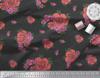 Soimoi Black Japan Crepe Satin Fabric Leaves & Rose Floral Fabric Prints Meter 42 Inch