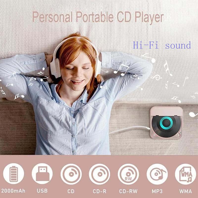 Cd Player Portable Bluetooth Speaker Led Screen Stereo Player Hifi Sound Quali Built In 2000Mah Rechargeable Battery