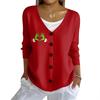 Women's Fashion Casual Knit Sweater Button-Up Christmas Print Cardigan Jacket
