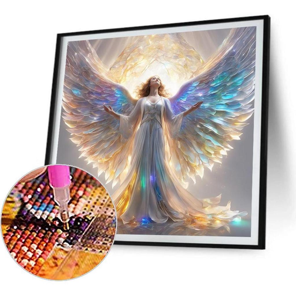 5D DIY Full Round Drill Diamond Painting Winged Angel Home Decor Craft 40x40cm
