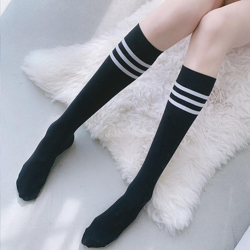 10 Pairs Woman's Black White Socks Cute Velvet Lolita Long Socks Solid Color Knee High Socks Fashion Kawaii Cosplay Sexy Stockings