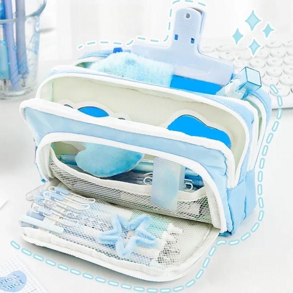 

Многослойная сумка для канцелярских принадлежностей на молнии, держатель для канцелярских принадлежностей, модная сумка-карандаш для студентов