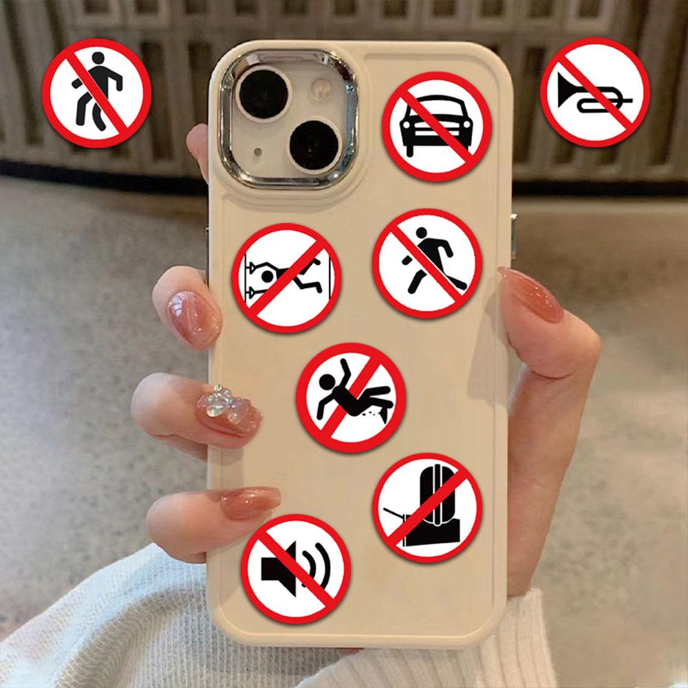 62-Piece Set: Humorous Prohibition Sign Stickers for Journals, Phone Cases, and DIY Projects