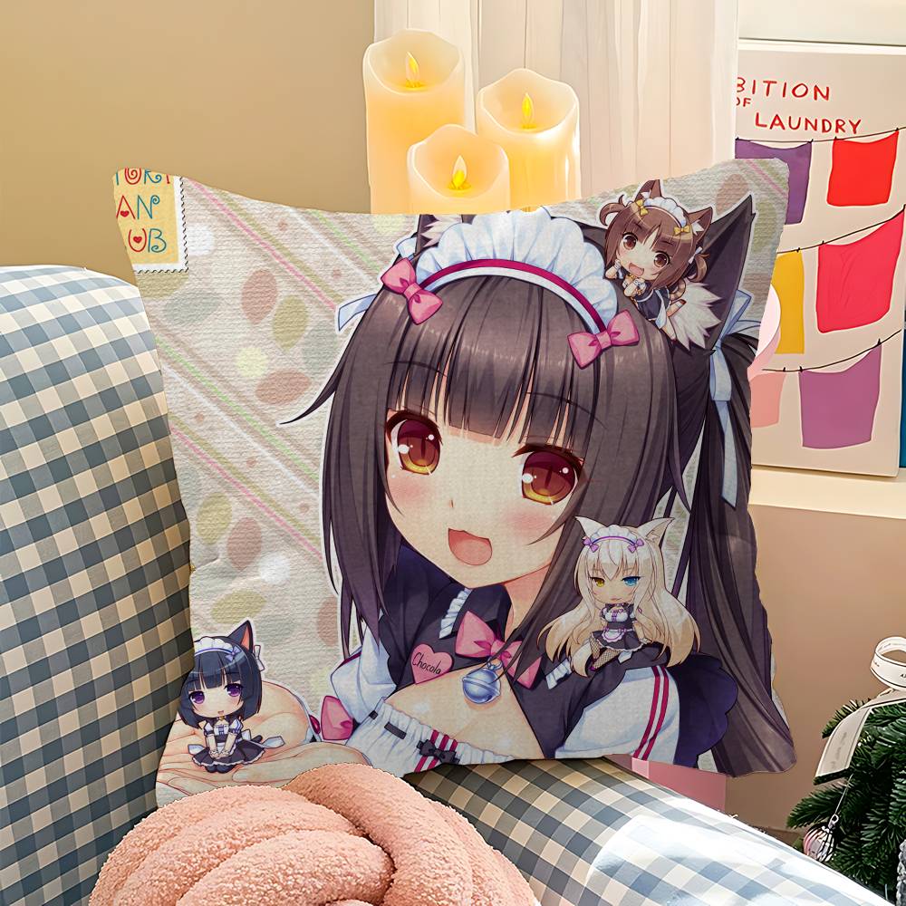 Cartoon Nekopara Classic Vintage Personalized Pillow Dust Cover Bedroom Kids Party Decoration Pillowcase Birthday Children Gift