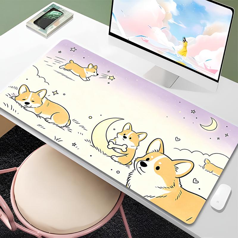HD Print Gaming Mouse Pad Office Carpet Anti-slip Gamer Desk Mat PC Accessories Cute corgi Chai Dog Large size Cartoon Mousepad