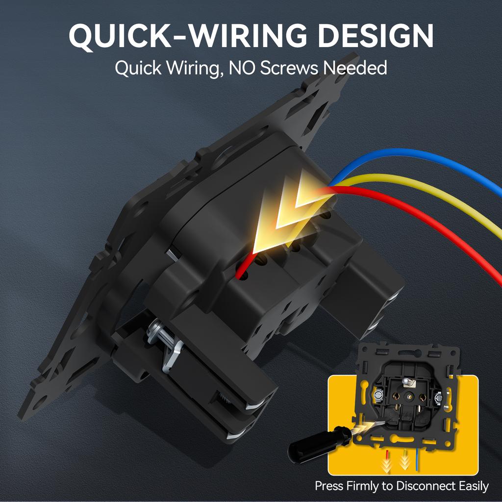 BSEED Single Power Socket Double Wall Sockets Triple Electric Outlets Four French Sockets Matte Plastic Panels Multiple Sizes