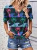 Summer Coconut Tree 3D Print T-shirt Women Streetwear Casual T Shirts Y2k Tops Woman Harajuku V-Neck Tees Oversized Clothing