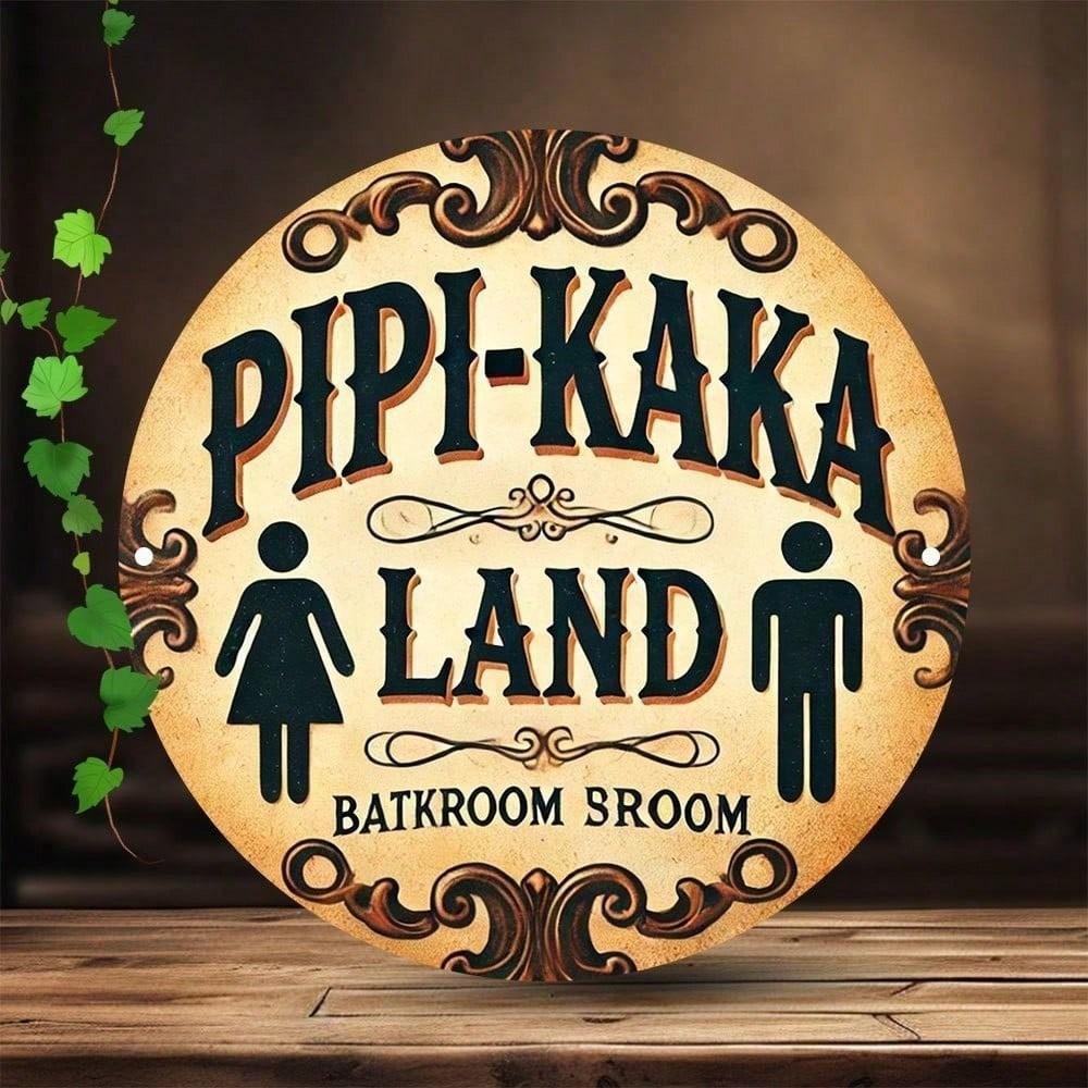 Vintage Bathroom Gender Sign Retro Round Aluminum Metal Wall Art 8x8 Inch Rustproof Tin 20x20