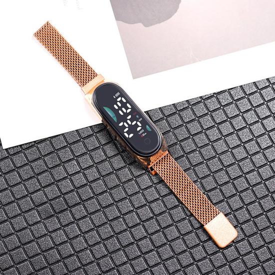 LED-Digitaluhr, wasserdicht, Magnet, Edelstahllegierung, Touchscreen, lesbares Zifferblatt, hohe Genauigkeit, langes Zifferblatt, batteriebetriebene Unisex-Sportarmbanduhr