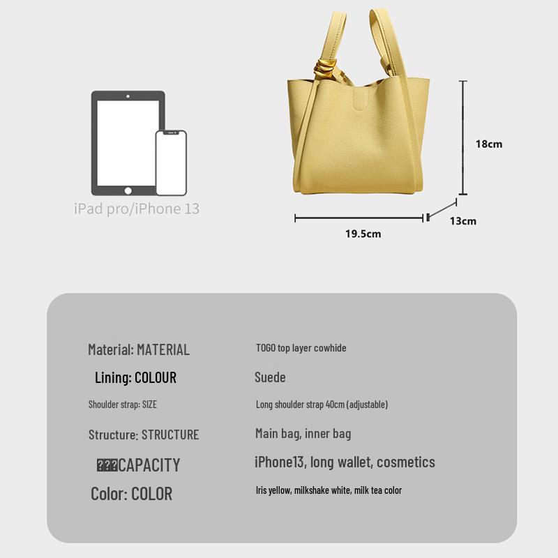 Winter-Eimer-Tasche 2025: Echtleder Fruchtkorb Stil, Weiche Einzel-Schulter- und Crossbody-Tasche für Damen