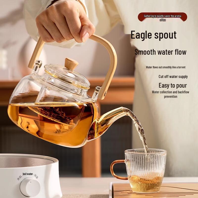 

High Borosilicate Glass Tea Kettle with Top Handle