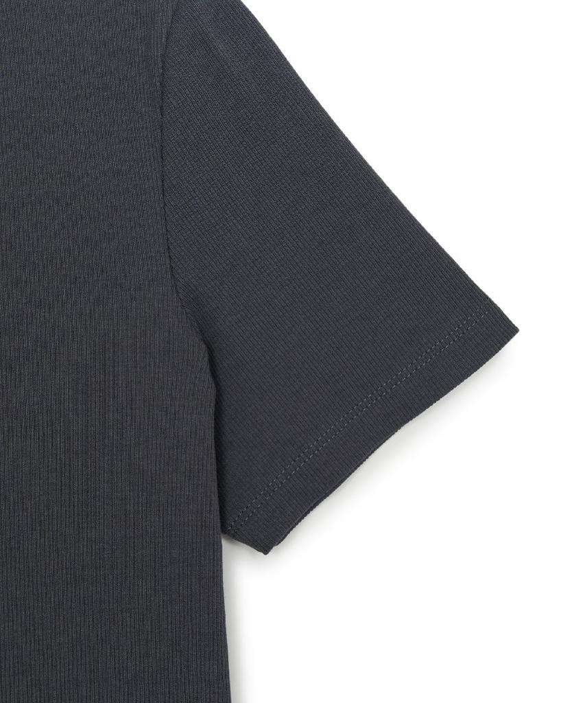 Emelbi Women'S Vintage Slim Ribbed Short Sleeve T-Shirt Phi (D.Charcoal Grey)