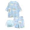Kaitakufamily Sumikkogurashi Çocuk Pijama Gecelik Uyku Seti İpli Çanta Kısa Kollu Şort Yaz