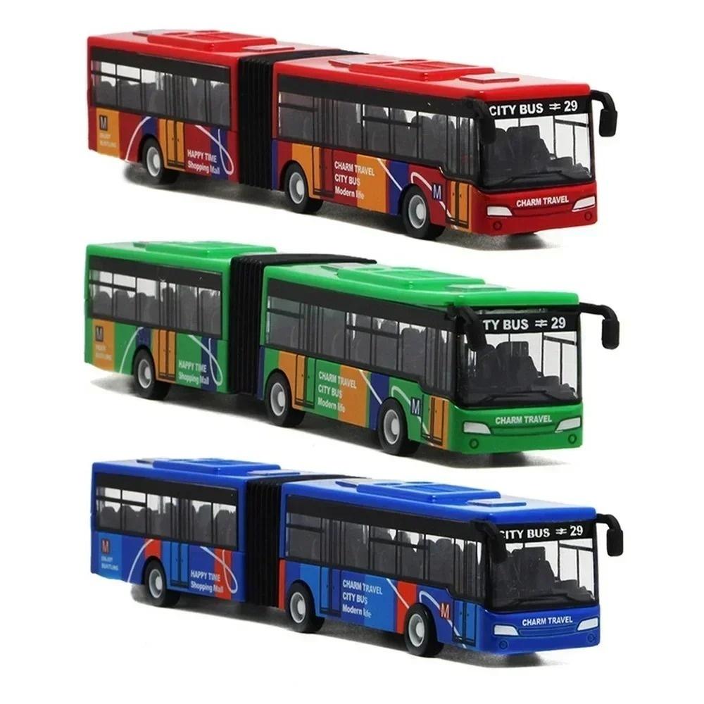 City Bus Toy 1:64 Scale Die Cast Metal Pull Back Vehicles Educational Gift Friction Powered Cars Play Toys for Kids