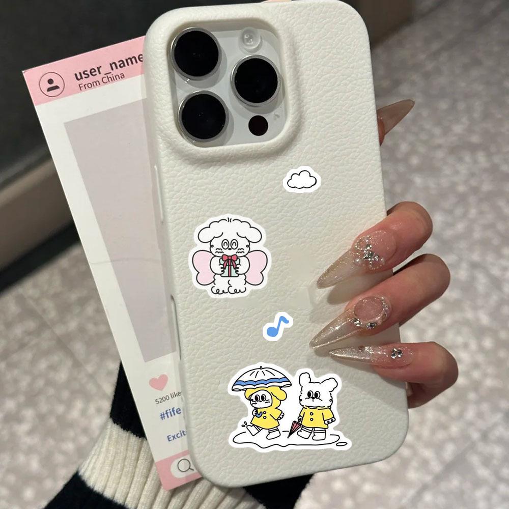 4 Sheets Blue Puppy Korean Ins Style Journal Stickers: Simple Cartoon Film Cut Decoration