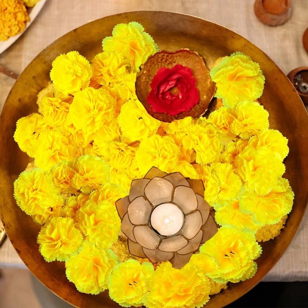 Portable Marigold Artificial Flowers Multifunctional Party Decor Marigold Flower Head Home DIY Craft Marigold Flower Arrangement