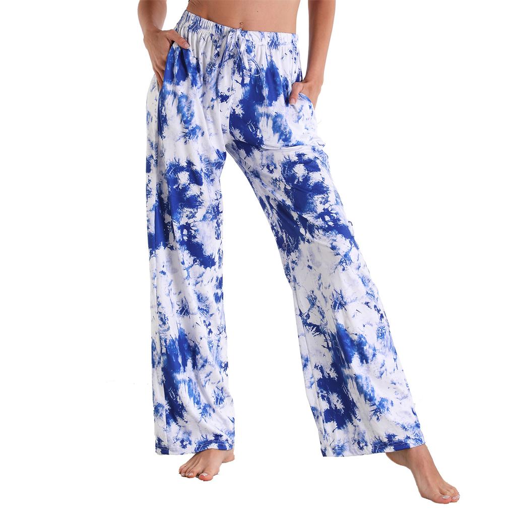 Women's Fashion Casual Print Elastic Waist Home Workout Sweatpants Straight Leg Pants