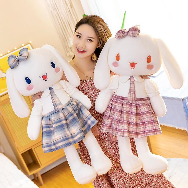 Cute Plush Rabbit Toy In JK Skirt Style Soft Stuffed Animal Girls Teens Sleep Pillow Birthday Gift