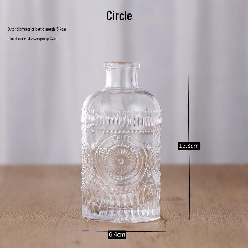 Embossed Glass Vase for Fresh or Dried Flowers - Home Hydroponics Decor