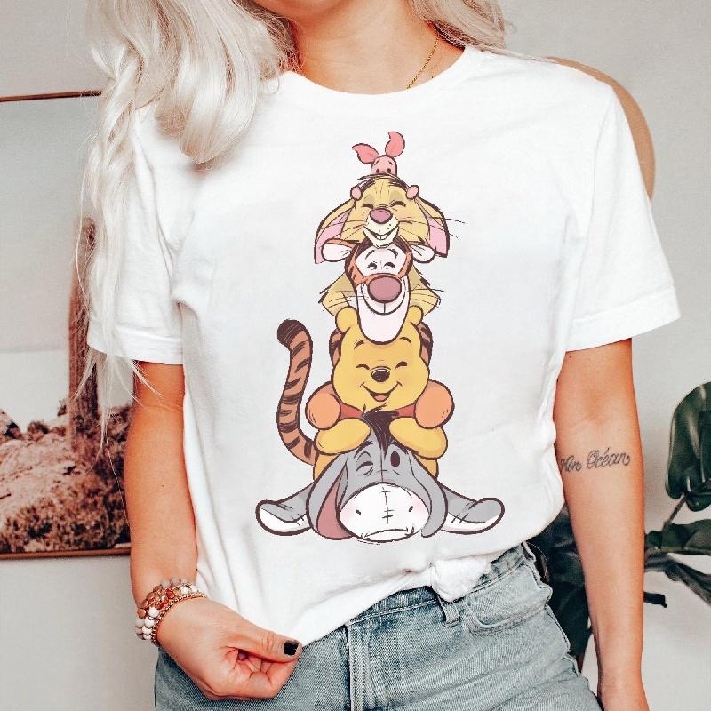 T-shirt Estiva Winnie the Pooh Yk Cappello Minnie Mouse Stampato Cotone Stampato T-shirt Donna Larga Disney