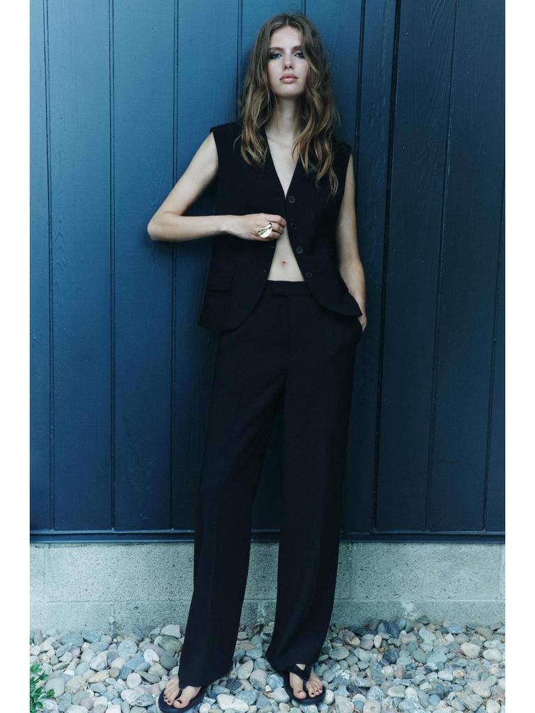 2024 Spring/Summer Women's Sleeveless Button-Up Vest and Casual Pants Set - High-End European and American Style