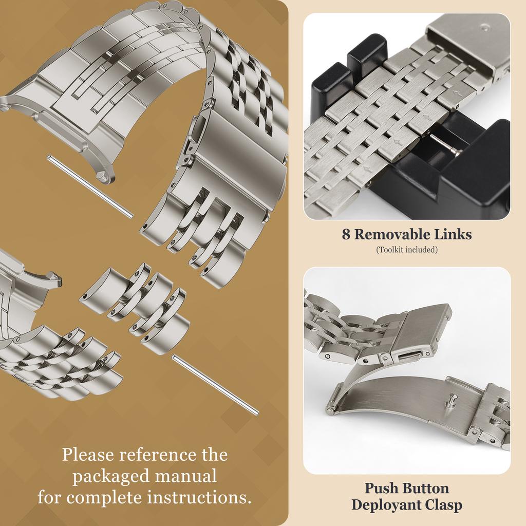 Řemínek z nerezové oceli pro Samsung Galaxy Watch Ultra 47 mm Bez mezery Náhrada z pevného kovu