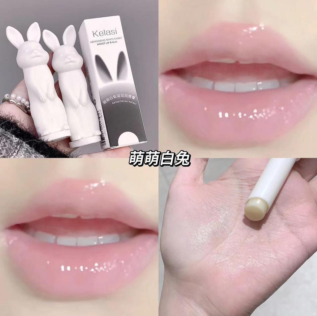 1 Stück Hasenförmiger Lippenbalsam für Frauen Ultra Glatte Textur Nicht Fettend Tägliche Feuchtigkeitspflege Nährende Lippenpflege Niedliches Tierdesign Lippenpomade für Trockene Lippen